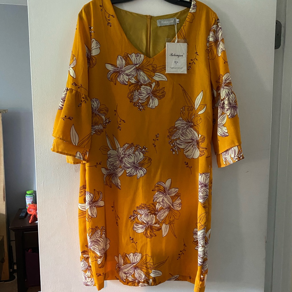 Bell Sleeved Yellow Dress Brand New